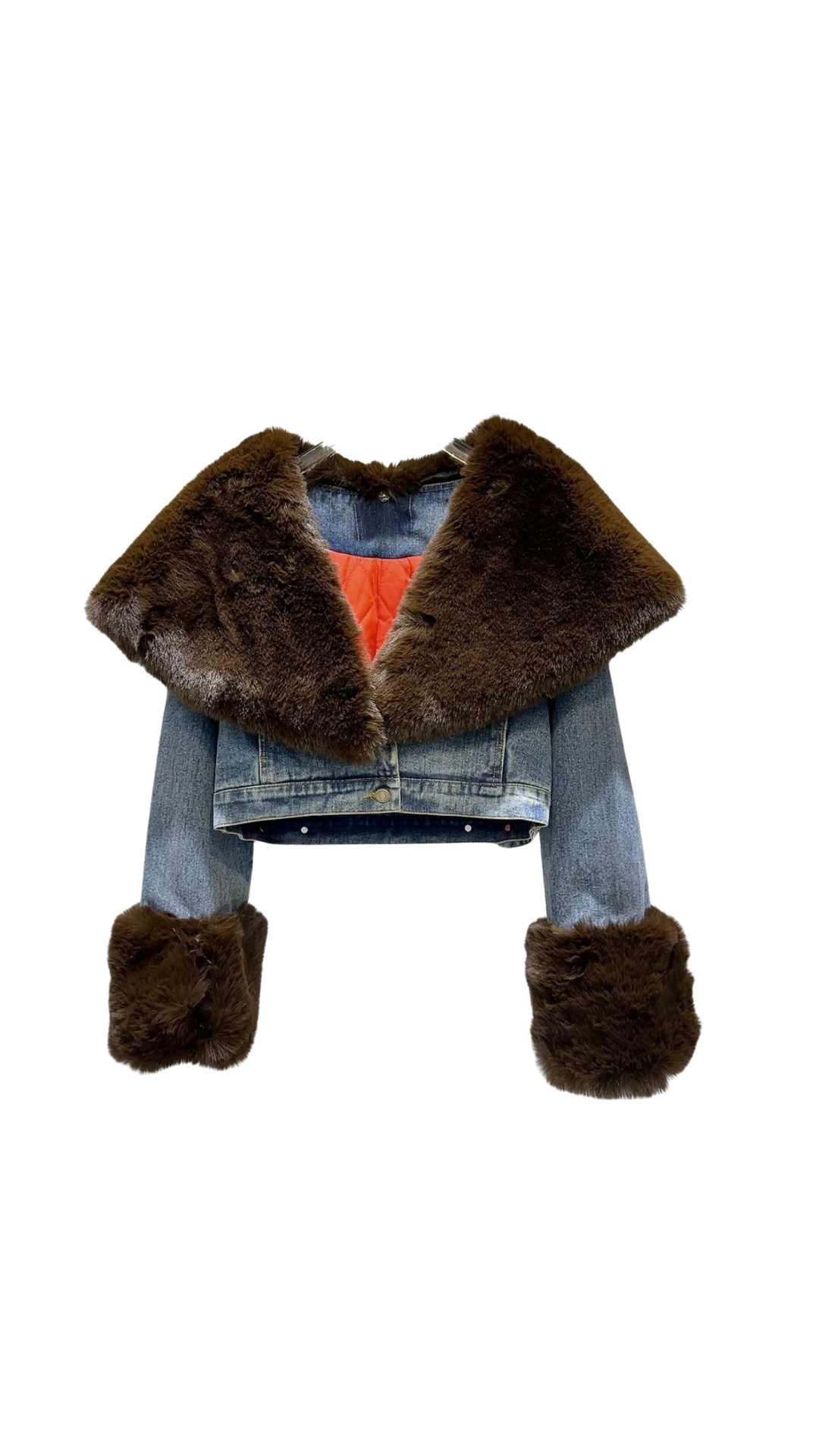 Denim faux fur jacket